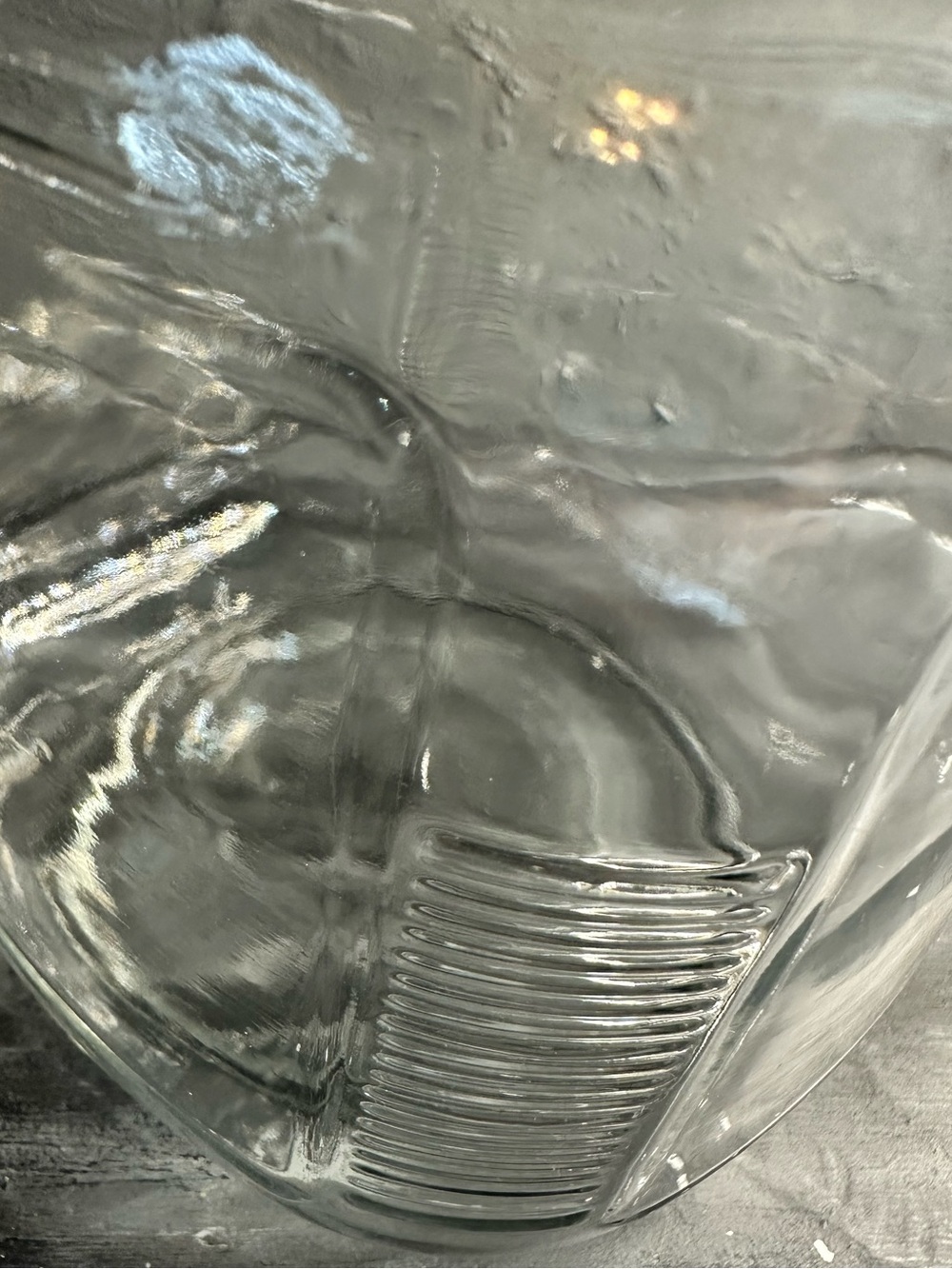 Vintage Clear glass square jar ribbed sides with lid 6X4 inch - Picture 2 of 8